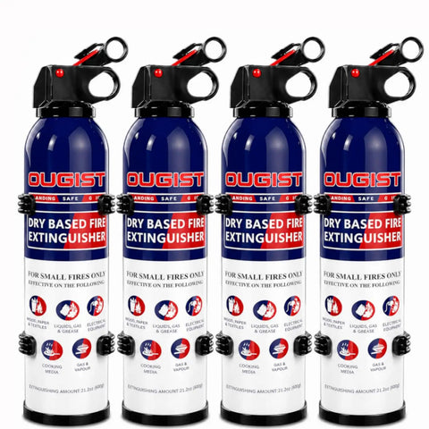Four Pack Portable Dry Chemical Fire Extinguishers 1.32lb Each For Home Kitchen And Car Fast Acting Grease And Electrical Fire Suppressors