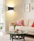 Dope Battery Operated Wall Sconces Set Of 2 With 8000mAh in living room, mounted above sofa, featuring remote and touch dimmer.