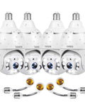 Four 2K 4MP Light Bulb Security Cameras With 360 Degree Dome, Wireless WiFi, 2 Way Audio, IP65 Waterproof, for E26 Fixtures