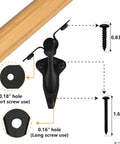 Diagram showing Sturdy 3 Inch Black Handrail Brackets for Stairs with screw measurements and wooden rail attachment.