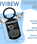 Engraved Engineer Keychain Gift For Men And Students with quote, black stainless steel, 3.1x1.2 inches, perfect accessory