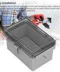 Heavy Duty ABS Electrical Enclosure Box With IP67 Waterproof Rating For 100x150x90mm Distribution Setup with transparent lid and grid mount plate.