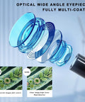 Exploded view of optical wide-angle eyepieces for Dual Power Compound Monocular Microscope For Adults And Students With 40X To 2000X Magnification All Metal STEM Lab Kit Glass Optics Dual LED Illumination Slides And Carry Case Ideal For Home Lab And Classroom Use