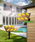 100Ft Outdoor Solar String Lights With Remote Control, 36 LED, showing solar panel installation options by poolside