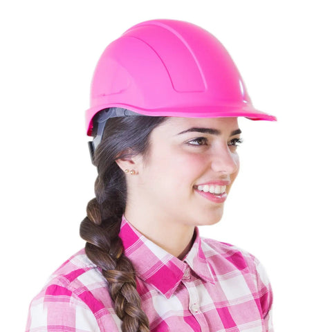Safety Hard Hat With ANSI Z89.1 2014 Type I Class E Protection HDPE Cap Style Helmet With 4 Point Ratchet Suspension