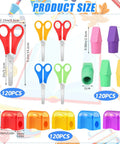 Back To School Essentials Kit 360 Pcs For Kids Featuring Pencil Top Erasers, Student Scissors, And Miniature Pencil Sharpeners With Covers