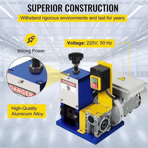 Heavy Duty Electric Wire Stripping Machine Automatic Cable Cutter 0.05 To 0.98 Inch Range Plug And Play Portable Drill Tool Includes Extra Blade For Scrap Copper Recycling Dark Blue