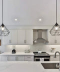 Modern kitchen with LED G25 globe bulbs 60W equivalent 4000K daylight non dimmable glass Edison style for bathroom vanity mirror E26.