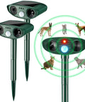 Ultrasonic Outdoor Animal Repellent Deterrent Solar Powered Waterproof Motion Sensor Two Pack Green For Yards Gardens And Lawns With No Nonsense Long Term Behavioral Training To Keep Pests And Wildlife At Bay. solar stakes