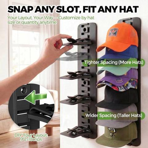 Solid Two Pack Wall Mount Hat Rack Organizer Holds Up To 36 Baseball Caps Smooth Sliding Clips Fit Snapbacks Beanies And Trucker Hats Game Changer Closet Setup You Straight Gonna Appreciate Daily
