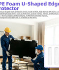 Thickened Foam Corner Protectors Kit With 24 Corner Pads And 8 Foam Strips Plus Roll Stretch Film in use for TV protection