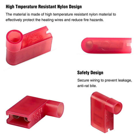 110 Piece Nylon Flag Spade Female Insulated Quick Disconnects Assortment Set showing high temp resistant nylon design