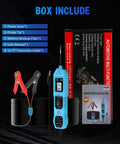 Versatile 6V 12V 24V Automotive Circuit Tester For Cars And Trucks, Fast Short Circuit Finder And Fuse Voltage Tester Light, Continuity Checker, No Guesswork Electric Diagnostic Tool That Makes Car Troubles A Breeze On The Go Blue. Box includes probe, clips, cable