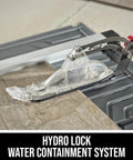 7 Inch Wet Tile Saw With HydroLock Water Containment System For No Mess Cuts showing close-up of water containment feature