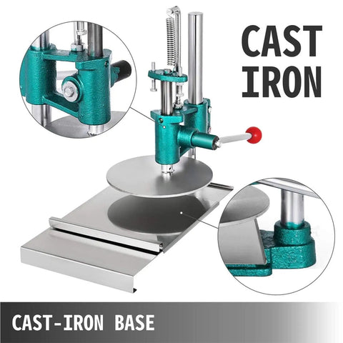 Kickass Manual Dough Roller And Stainless Steel Pasta Sheeter With Hella Smooth Adjustments Easy Flatten Pizza Crusts close-up of cast iron base and rollers.