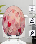 Fun Elongated Toilet Seat Resin for Bathroom Use with heart design, 18.5 inch elongated size, easy to install hinges.