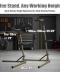 Lightweight Aluminum Bike Repair Stand Portable Work Stand For Mountain MTB And Road Bikes Height Adjustable From 39 To 59 Inches Holds Up To 55 Lbs For DIY Home Garage Use, displayed in a garage setting.