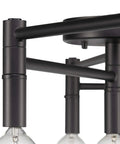 Close-up of Tempo Foldable Track Lighting Bar with 4 pivoting joints in matte black finish, showcasing elegant design and structure.