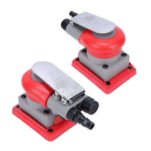 Ultra Sleek And Featherweight Pneumatic Random Orbital Sander And Polisher With 5mm Orbit And 10000Rpm Speed, compact air tool with red accents.