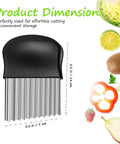 Large wavy crinkle cutter for potatoes, vegetables and fruits with stainless steel blade and black plastic handle