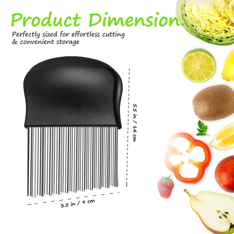 Large wavy crinkle cutter for potatoes, vegetables and fruits with stainless steel blade and black plastic handle