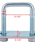 Heavy Duty Leaf Spring Clamp Kit Fits Up To 3 Inch Wide Springs Locks Leaves Tight For Super Axle Torque Control And Sturdy Suspension Stability, 4 Pack U-bolt clamp, steel, 5-1/4 in x 2 in