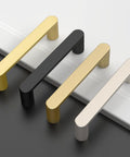 10 Pack Matte Black Kitchen Cabinet Pulls 3.75 Inch Hole Centers Modern Hardware angled view with three color variations