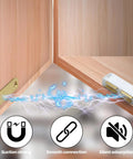 Heavy Duty 24 Piece Magnetic Cabinet Door Catches With Double Magnets And Metal Strike Plates Keep Kitchen Cupboards Closet Drawers Secure And Stop Slamming Noise For Smooth Operation Today, close-up of strong metal strike plate.