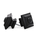 Square Design Curtain Rod Set finials, black, part of the Square Design Curtain Rod Set With Telescoping 72 To 144 Inch Extension