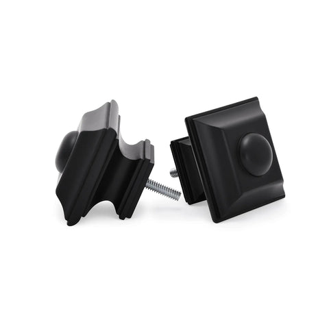 Square Design Curtain Rod Set finials, black, part of the Square Design Curtain Rod Set With Telescoping 72 To 144 Inch Extension