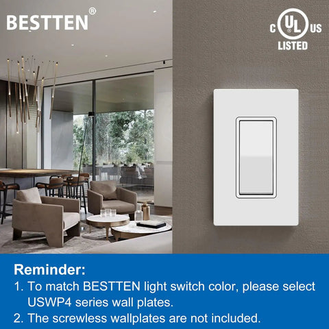 Three Way Decorator Light Switch White Finish 15 Amp 120 277 Volt Single Pole Or Three Way Rocker Paddle Wall Switch Easy Install