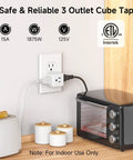 3 Pack White 90 Degree Wall Outlet Extender That Turns One Socket Into Three Extra Plugs Ideal For Cramped Spaces And Dorm Digs.