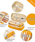 Ultra Large Capacity Pencil Case For School And Office Fits Up To 50 Pens Or 90 Pencils Two Tier Mesh Pocket Organizer Bright Yellow