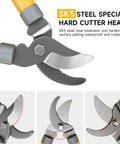 Bypass Garden Loppers For Pruning, 16 Inch Shears With SK5 High Carbon Steel Blades, close-up of cutter head, comfortable rubber grip
