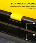 Close-up of Two Channel Rubber Cable Ramp Protector And Cord Cover For Cables And Hoses with flip-open top cover.