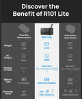 Comparison chart highlighting features of R101 Lite Portable Power Station 89.6Wh LiFePO4 Battery With Solar Ready 100W AC Outlets