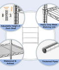 Tough As Nails Heavy Duty Wire Shelving Units, 3 Pack Kickass Adjustable Metal Storage Racks Load 2000 Lbs showcasing adjustable height and thickened pipes.