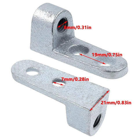 Heavy Duty 3/8 Inch Threaded Rod Connector For Industrial Side Beam With Solid Malleable Iron Build That Holds Tight Plus A Sweet 250 Lb Weight Limit And Rust Guard For Outdoor Or Indoor Use, silver clamp with 8mm and 19mm holes