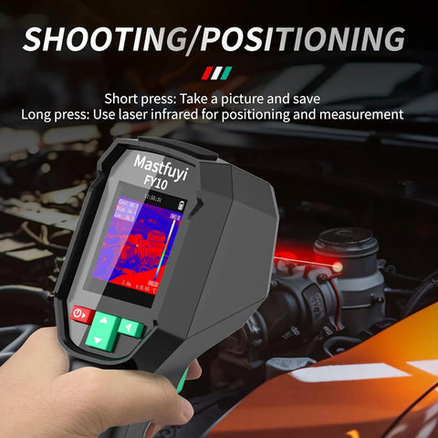 Handheld high resolution 240x240 thermal imager with 25 Hz refresh rate used for quick fault detection on machinery.