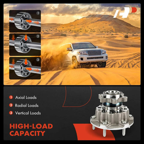 Front Wheel Bearing And Hub Assembly 6 Lug For Ford Transit 150 250 350 HD AWD 2020-2023, showcasing load capacity in desert conditions