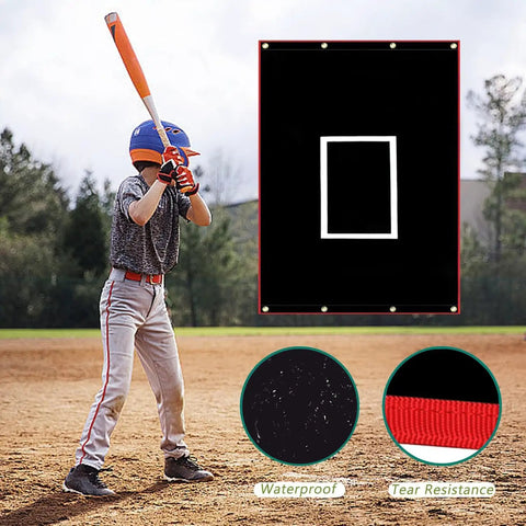 Portable Baseball Batting Backstop 4x6 Ft PVC Vinyl Quick Setup Backdrop For Backyard Field Indoor Practice With Bungees
