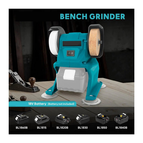 Cordless Electric Bench Grinder With 2 Wheels For Metal Polishing And Deburring, featuring dual wheels and compact design.
