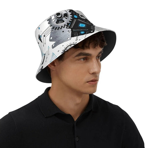 Fresh Lightweight Bucket Hat For Men And Women Featuring Dope All Over Print Polyester Twill Fabric, worn by a man.