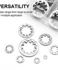 320Pcs Lock Washers Set With Internal Tooth Star Washers In 304 Stainless Steel 8 Sizes M2.5 M3 M4 M5 M6 M8 M10 M12