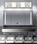 Crystal Vanity Light Three Light Modern Bathroom Fixture With Dimmable 18W LED for Small Bath above mirror with dimming levels displayed