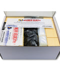 Bulk Pinewood Derby Car Kits Pack Of 12 With Wheels And Axles, open box showing pine blocks and accessories