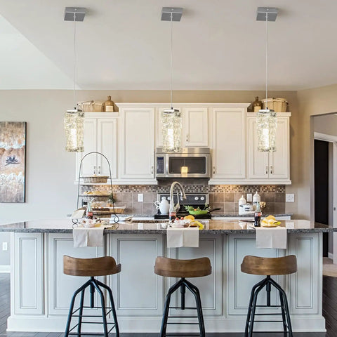 Gold Modern Crystal Pendant Light Fixture For Kitchen Island And Dining Room, Adjustable Up To Sixty Two Point Nine Inch Cord displayed