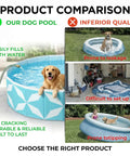 Comparison of Heavy Duty Foldable Dog Pool For Large Dogs With 0.5mm PVC, Non Slip Bottom, and inferior quality pools.