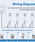 Wiring diagram for All In One LED Landscape Lighting Kit With Eight Low Voltage Path Lights, 60W Transformer, 100 Ft Wire.