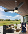 Plug In Ceiling Fan Light For Any Space, 28 Inch, No Wire Setup, Dimmable 3CCT LED, Reversible Modes, Remote Control, outdoor setting